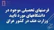 فرصتهای تحصیلی موجود در دانشگاههای مورد تایید وزارت عتف در کشور عراق