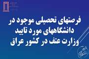 فرصتهای تحصیلی موجود در دانشگاههای مورد تایید وزارت عتف در کشور عراق